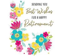 Piccadilly Greetings Piccadilly Greetings Modern Best Wishes Happy Retirement Card - 8 x 6 inches, White