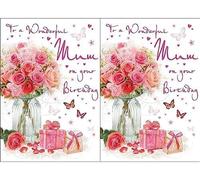 Piccadilly Greetings Regal Publishing Birthday Card Mum - 9 x 6 inches,Pink (Pack of 2)