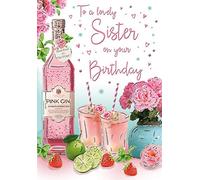 Piccadilly Greetings Regal Publishing Birthday Card Sister - 9 x 6 inches, C80452, Pink