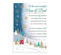 Piccadilly Greetings Regal Publishing C85554 Sentiment Christmas Card Mum & Dad - ,blue|white|beige|green ,9 x 6 inches