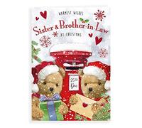 Piccadilly Greetings Regal Publishing C85573 Character Christmas Card Sister & Brother In Law ,grey|red|brown|white,9 x 6 inches,