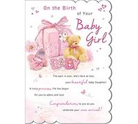Piccadilly Greetings Regal Publishing mBaby Card Baby Girl - 9 x 6 inches C80538,white|beige|pink|brown|yellow