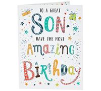 Piccadilly Greetings Regal Publishing Modern Birthday Card Son,green|black|grey|orange|white,8 x 6 inches