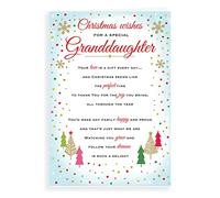 Piccadilly Greetings Regal Publishing Sentiment Christmas Card Granddaughter - 9 x 6 inches, C85534
