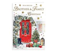 Piccadilly Greetings Regal Publishing Traditional Christmas Card Brother & Family - 9 x 6 inches