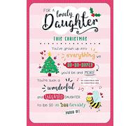 Piccadilly Greetings Sentiment Christmas Card Daughter - 9 x 6 inches