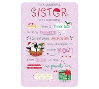 Piccadilly Greetings Sentiment Christmas Card Sister - 9 x 6 inches
