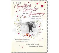 Piccadilly Greetings Traditional Anniversary Card Daughter & Son in Law - 9 x 6 inches