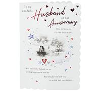 Piccadilly Greetings Traditional Annivesary Card Husband,grey, 9 x 6 inches