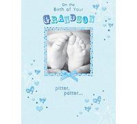 Piccadilly Greetings Traditional Baby Card Birth Of Grandson - 8 x 6 inches