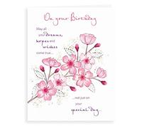 Piccadilly Greetings Traditional Birthday Card Cherry Blossoms - 8 x 6 inches