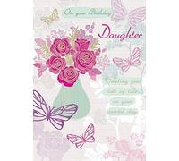 Piccadilly Greetings Traditional Birthday Card Daughter - 9 x 6 inches,Pink