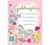 Piccadilly Greetings Traditional Birthday Card Goddaughter - 8 x 6 inches,Pink