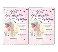 Piccadilly Greetings Traditional Birthday Card Great Granddaughter - 9 x 6 inches, white|pink|red (Pack of 2)