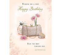 Piccadilly Greetings Traditional Birthday Card Handbag & Perfume - 8 x 6 inches