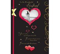 Piccadilly Greetings Traditional Birthday Card Husband - 10 x 7 inches,Black