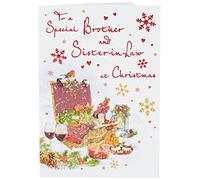 Piccadilly Greetings Traditional Christmas Card Brother & Sister in Law - 9 x 6 inches - Regal Publishing,red|brown|white|oak