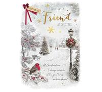 Piccadilly Greetings Traditional Christmas Card, Friend, Scene - 9 x 6 inches