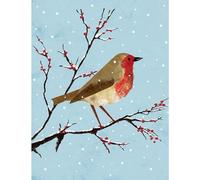 Piccadilly Greetings Traditional Christmas Card, Open Art Robin - 8 x 6 inches