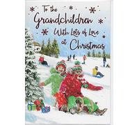 Piccadilly Greetings Traditional Christmas Card to The Grandchildren - Regal Publishing,red|green|grey|white,9 x 6 inches
