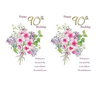 Piccadilly Greetings Traditional Milestone Age Birthday Card Age 90-9 x 6 inches, A10543,green|pink|black|beige (Pack of 2)