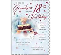 Piccadilly Greetings Traditional Milestone Birthday Card Age 18 Grandson - 9 x 6 inches, grey