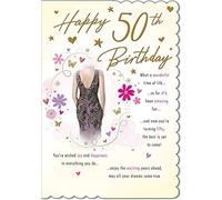 Piccadilly Greetings Traditional Milestone Birthday Card Age 50 F - 9 x 6 inches