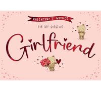 Piccadilly Greetings Valentine's Day Card, For My Gorgeous Girlfriend Teddy with Flower Bunch- 9 x 6 inches