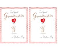 Piccadilly Greetings Valentine's Day Card, To a Special Granddaughter Rabbit Heart - 8 x 6 inches (Pack of 2)