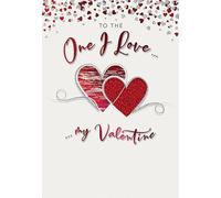 Piccadilly Greetings Valentine's Day Card, To The One I Love Hearts - 9 x 6 inches