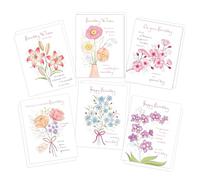 Piccadilly Greetings Watercolour Floral Female Birthday Cards Multipack | Pack of 6 assorted Birthday Cards | 19 x 14.5 cm | Includes White Envelopes | Made in UK