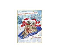 Piccadilly Greetings Whimsical Christmas Card Sister & BIL - 8 x 6 inches