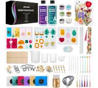 Piccassio Epoxy Resin Kit for Beginners 208 pcs - Make Jewelry, Keychains, Bookmarks with Epoxy Resin Starter Kit - Resin Kits and Molds Complete Set - Includes Molds, Dried Flowers, Mica Powder