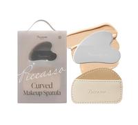 Piccasso Curved Makeup Spatula for Foundation, Stainless Steel Base Makeup Tool with Synthetic Leather Case, Thin Smooth Application for Even Coverage and Natural Skin-Like Finish
