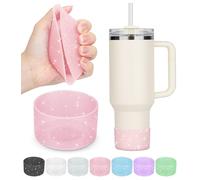 PICcircuit 2PCS Pink Glitter Silicone Bottom Protectors for Stanley 20-40oz & Hydro Flask 12-24oz Tumbler Accessories