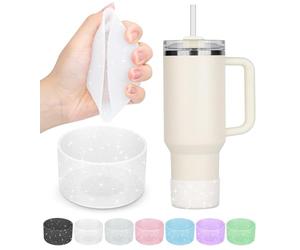 PICcircuit Silicone Protective Case for Stanley Cup 20-40oz & Hydroflask 12-24oz, Glitter Cup Accessories, Floor Protection, Clear (Pack of 2)