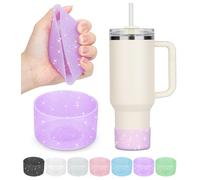PICcircuit Stanley Boot Silicone for Stanley Cup 20-40oz and Hydroflask 12-24oz Glitter Floor Protector Accessories, Mist, Purple, Pack of 2