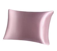 PiccoCasa 100% Silk Pillowcase for Hair and Skin, Both Side 400 Thread Count 19 Momme Silk Pillow Cases with Hidden Zipper, 1 Pc Mauve Pink 50x75cm