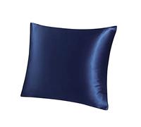 PiccoCasa 100% Silk Pillowcase for Hair and Skin, Both Side 400 Thread Count 19 Momme Silk Pillow Cases with Hidden Zipper, 1 Pc Navy Blue 40x40cm