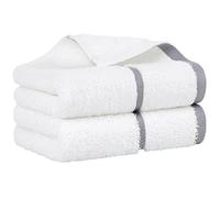 PiccoCasa 2 Pack Luxury Cotton Guest Towels 750 GSM, Soft and Water Absorbent Small Hand Towels for Bathroom - Grey Hand Towel Set for Spa Hotel, 40 x 80cm Face Towels Grey Strip
