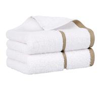 PiccoCasa 2 Pack Luxury Cotton Guest Towels 750 GSM, Soft and Water Absorbent Small Hand Towels for Bathroom - Grey Hand Towel Set for Spa Hotel, 40 x 80cm Face Towels Champagne Strip