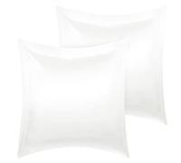 PiccoCasa 2 Pack Satin Pillowcase for Hair and Skin, Euro Sham Pillow Covers Soft Silky Oxford Pillow Cases with Envelope Closure European(26"x26") White