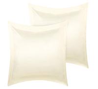 PiccoCasa 2 Pack Satin Pillowcase for Hair and Skin, Euro Sham Pillow Covers Soft Silky Oxford Pillow Cases with Envelope Closure European(26"x26") Cream