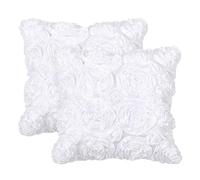PiccoCasa 3D Stereo Satin Cushion Covers 2 Pack Snow White 40cm x 40cm