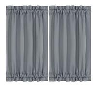 PiccoCasa Blackout French Door Curtain Panel - Blackout Door Curtain 25x40 Inches Solid Drapery with Tiebacks 2 Panels Dark Gray