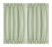 PiccoCasa Blackout French Door Curtain Panel - Blackout Door Curtain 25x40 Inches Solid Drapery with Tiebacks 2 Panels Light Green