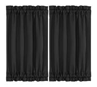 PiccoCasa Blackout French Door Curtain Panel - Blackout Door Curtain 25x40 Inches Solid Drapery with Tiebacks 2 Panels Black