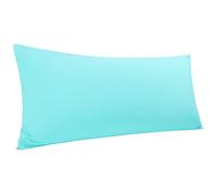 PiccoCasa Body Pillow Cover Egyptian Cotton Bolster Pillow Cases - 300 Thread Count Super Soft and Breathable Long Body Pillowcase with Zipper Closure Cyan 20"x54"/ 4.6ft