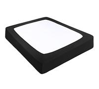 PiccoCasa Box Spring Cover Stretchy Fabric Wrap Around 4 Sides Bed Skirt Wrinkle Free for Home, Elastic Mattress Cover Fits Mattress up to 14" Black Super King