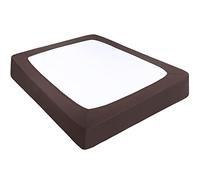 PiccoCasa Box Spring Cover Stretchy Fabric Wrap Around 4 Sides Bed Skirt Wrinkle Free for Home, Elastic Mattress Cover Fits Mattress up to 14" Brown Super King